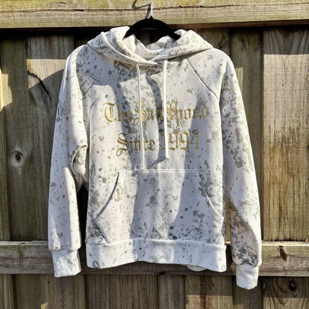 NWOT Women’s All Saints Hoodie XS Gold &  Silver Abstract Design
